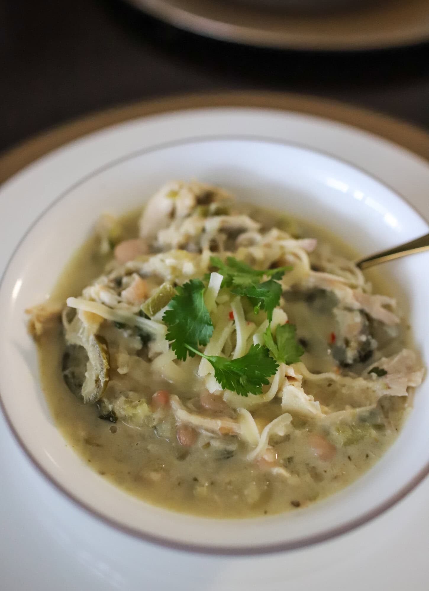 Jalapeño Chicken Chili in bowl Jalapeño Chicken Chili in bowl