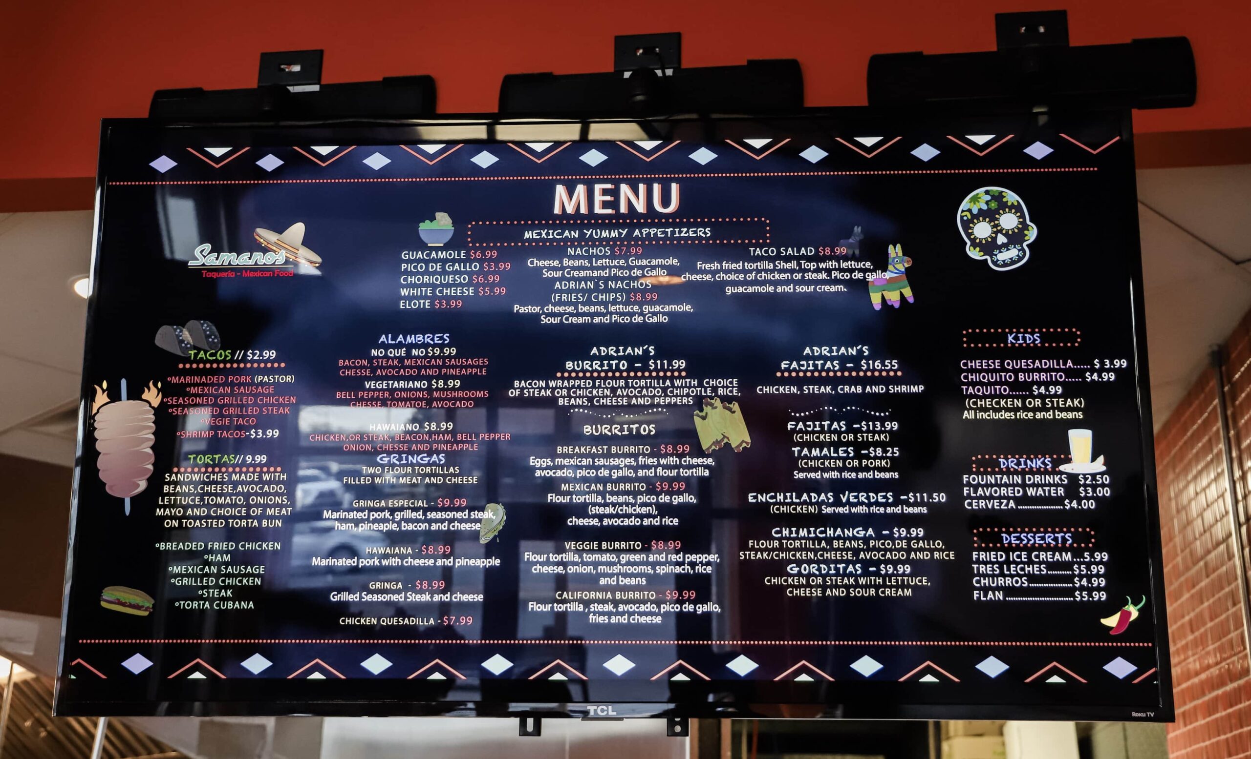 Samano's Taqueria menu Samano's Taqueria menu