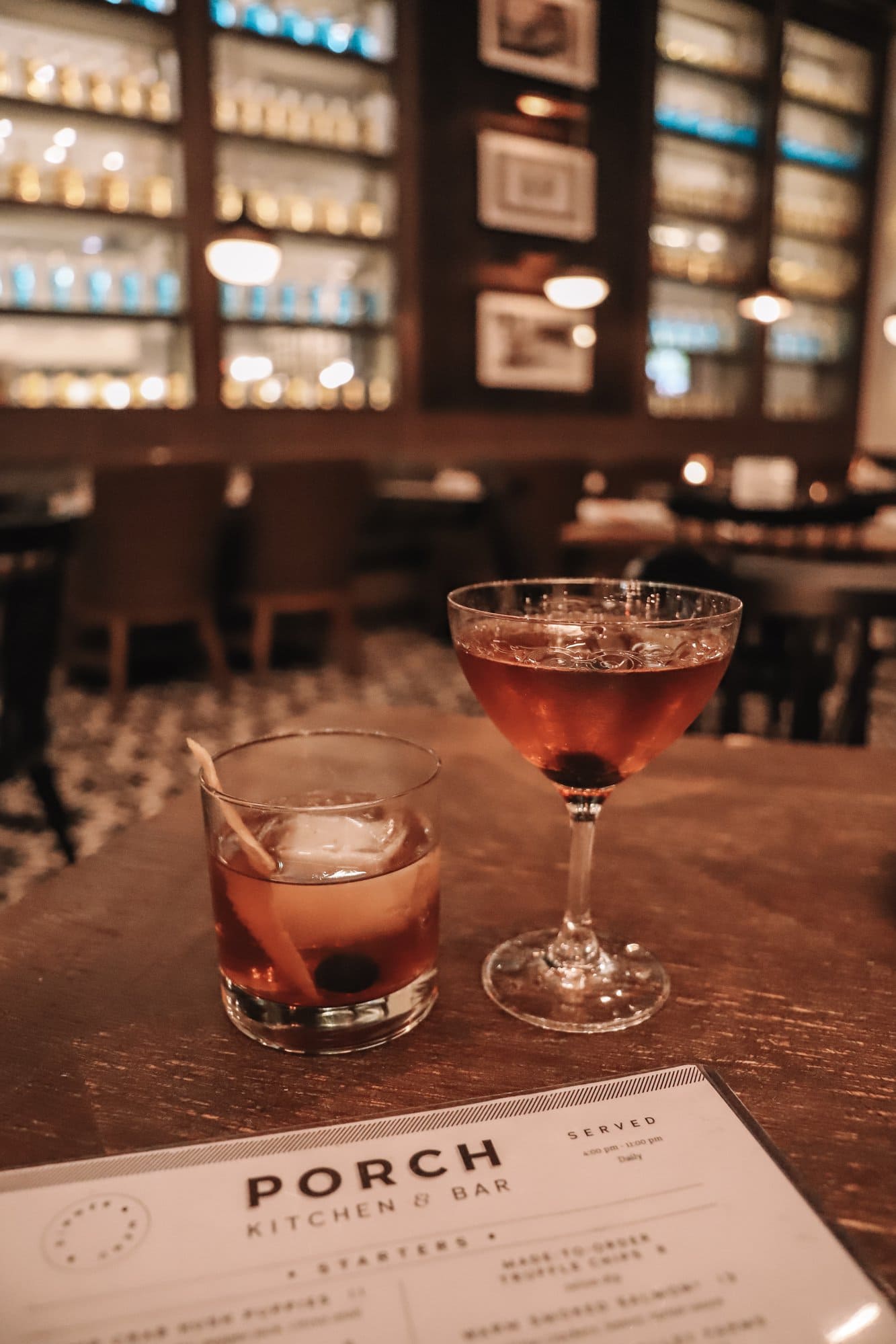 Porch Kitchen + Bar bourbon