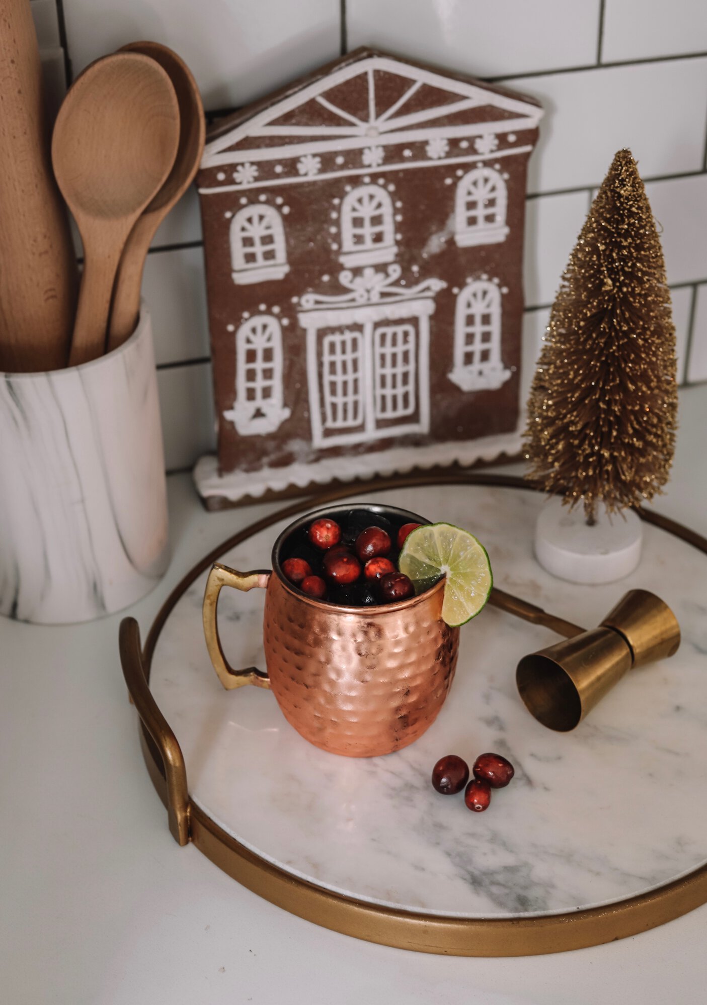 Christmas Cranberry Moscow Mule with Hard Truth Vodka