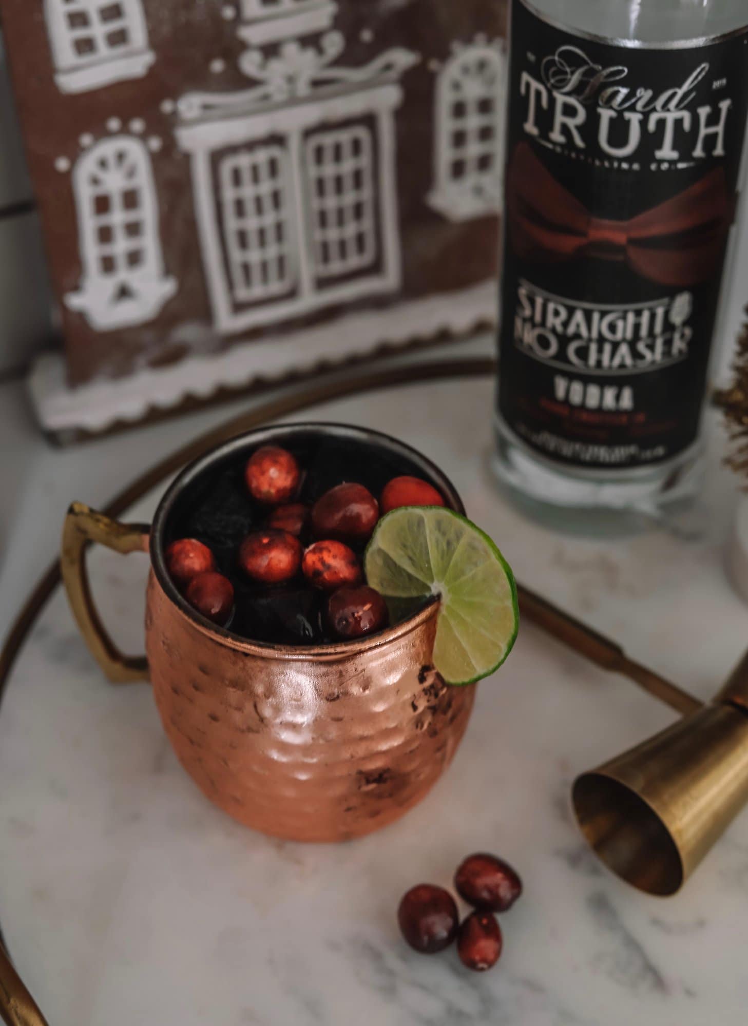 Christmas Cranberry Moscow Mule with Hard Truth Vodka