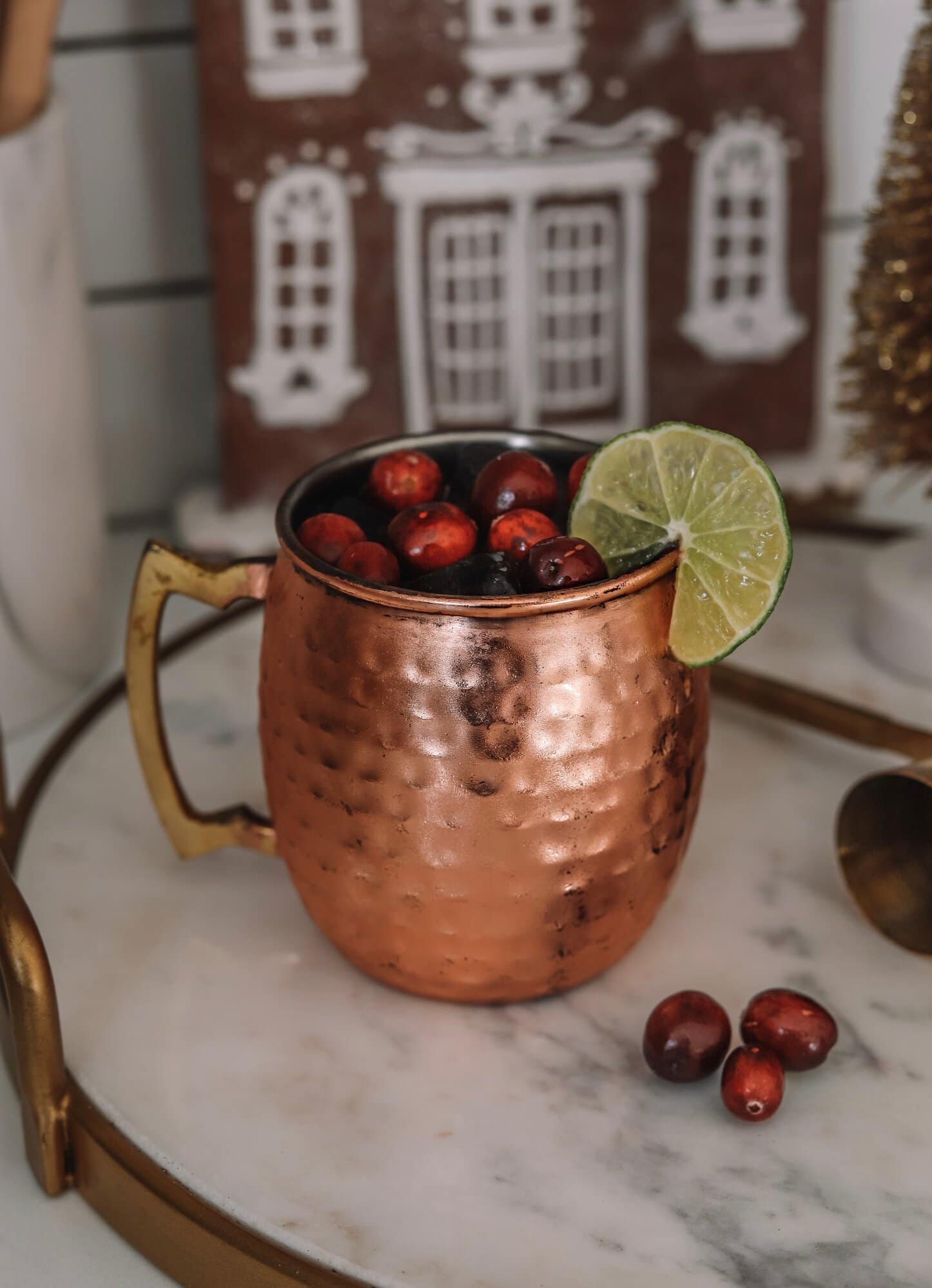 Christmas Cranberry Moscow Mule with Hard Truth Vodka