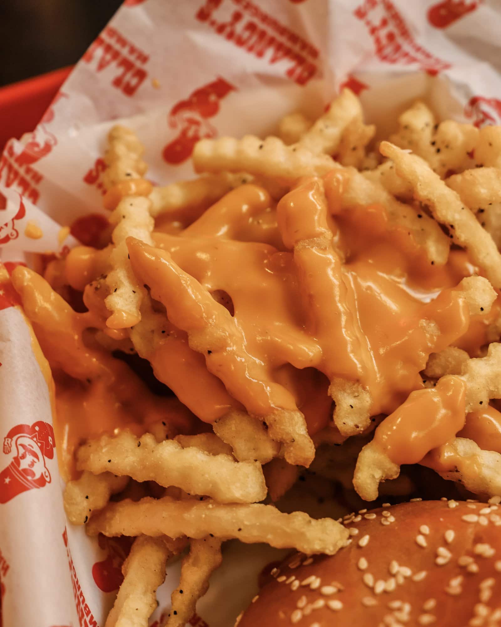 crinkle-cut fries with cheese sauce