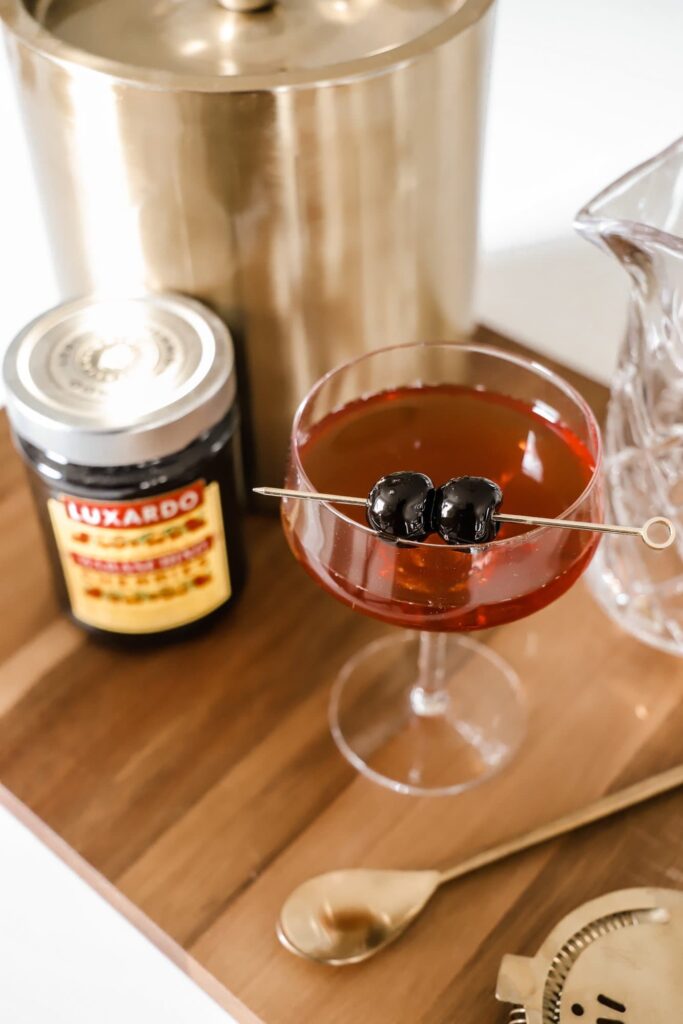 Manhattan cocktail with Luxardo