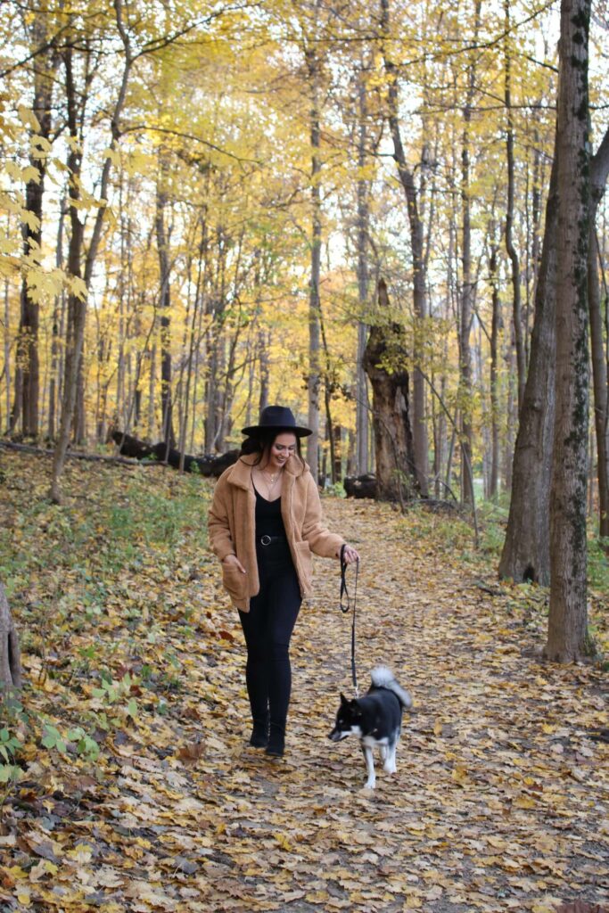 Indy Parks Fall Foliage with dog