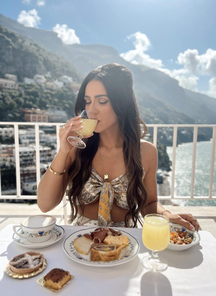 Positano Italy hotel balcony breakfast