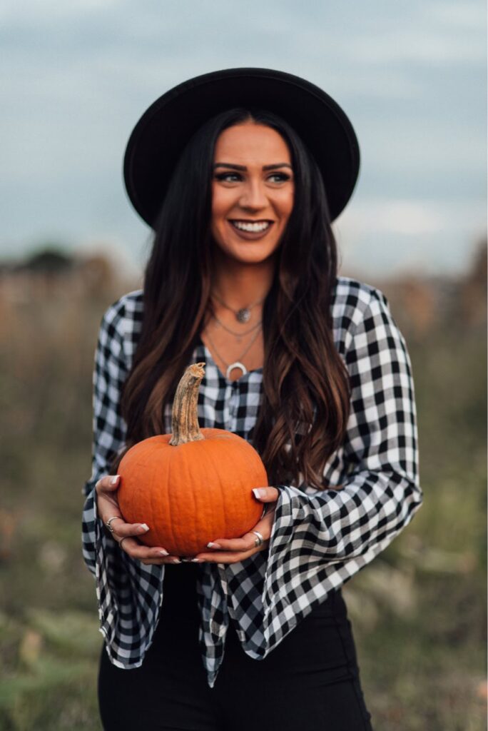 Visting pumpkin patch in the fall