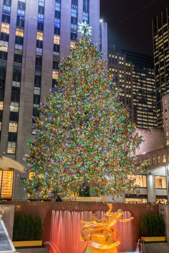 Holiday Vacation Destinations Giant Christmas tree in Central Park.