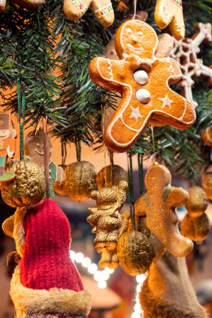 Holiday Vacation Destinations Close-up of Christmas ornaments.