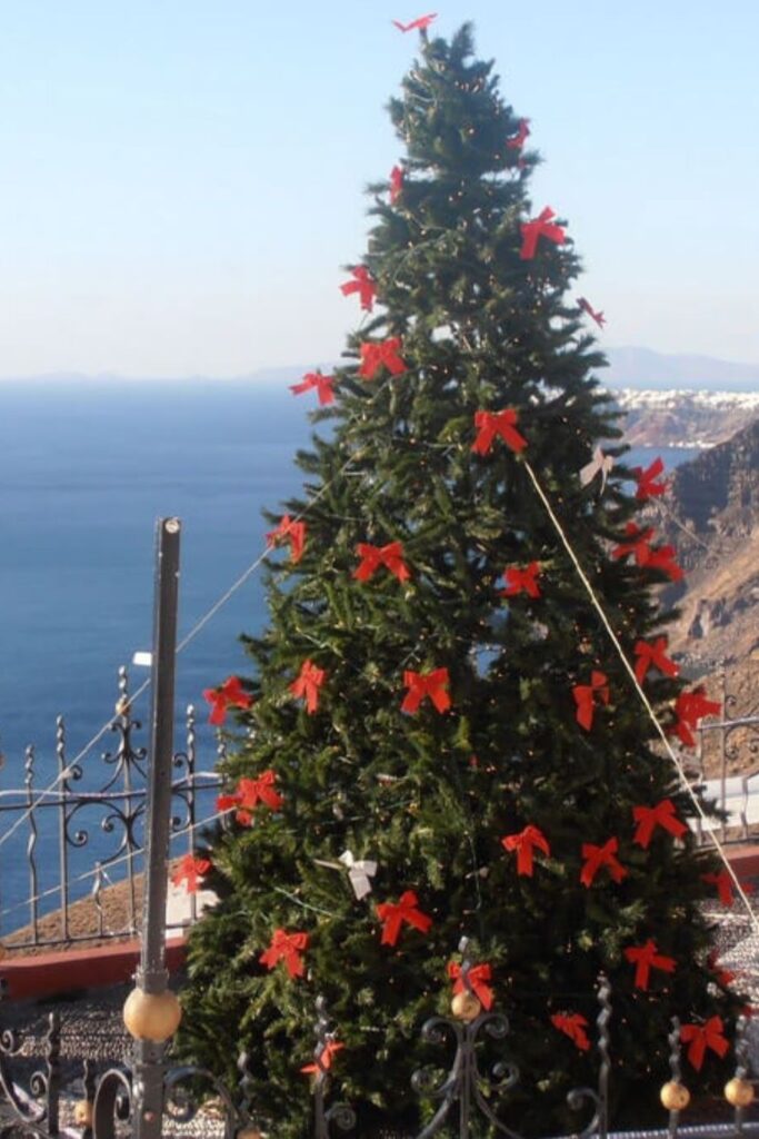 Giant Christmas tree in Santorini, Greece