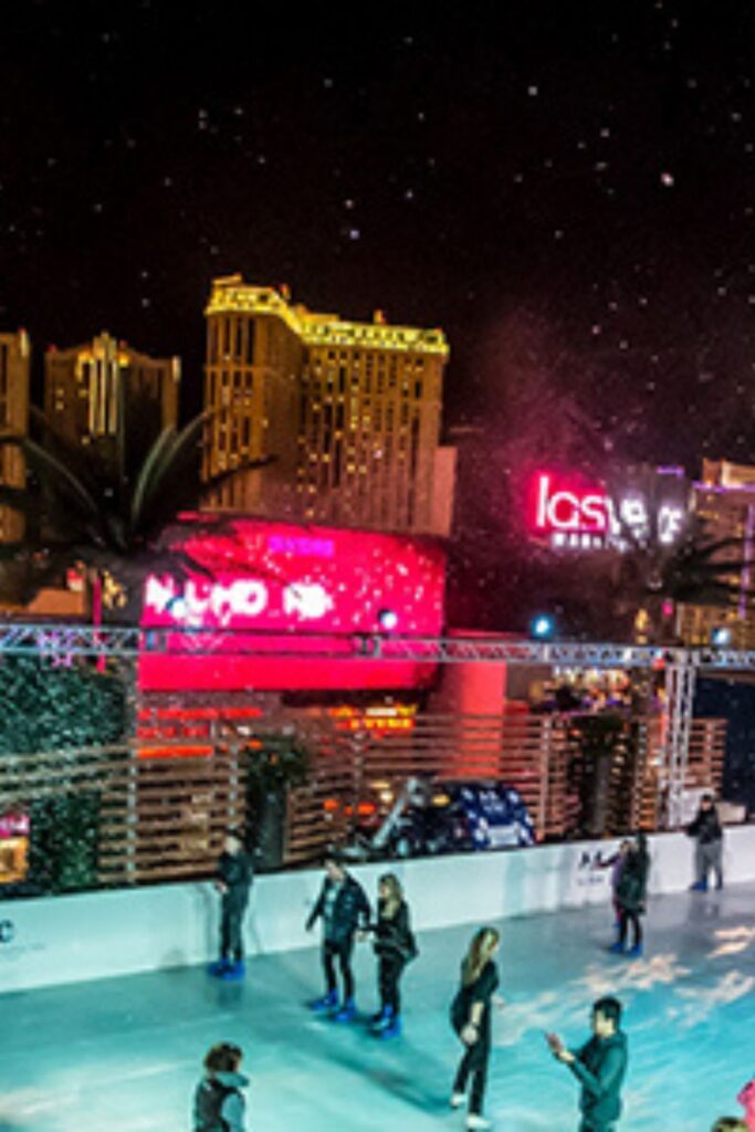 People ice skating in Las Vegas.