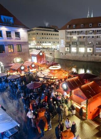 Nuremberg Christkindlesmarkt festive stalls Nuremberg Christkindlesmarkt festive stalls